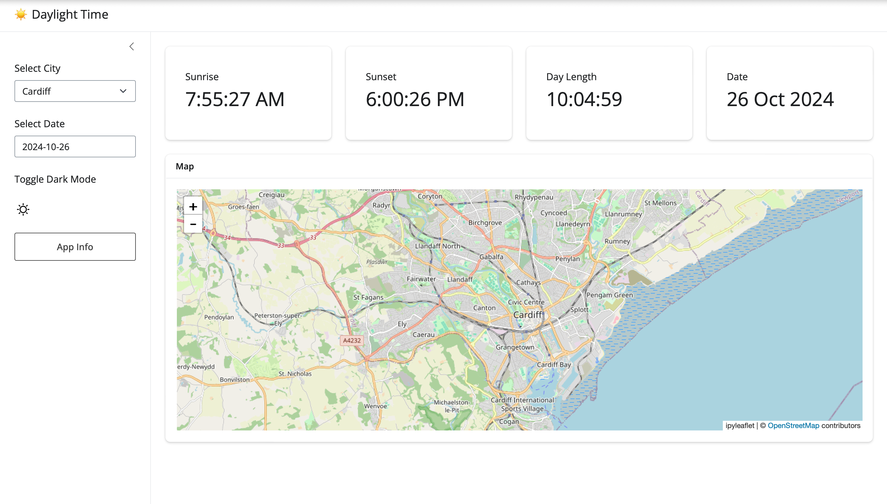 daylight time dashboard screenshot